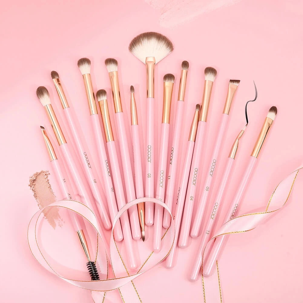 15 Piece - Soft Pink  Eye Brush Set