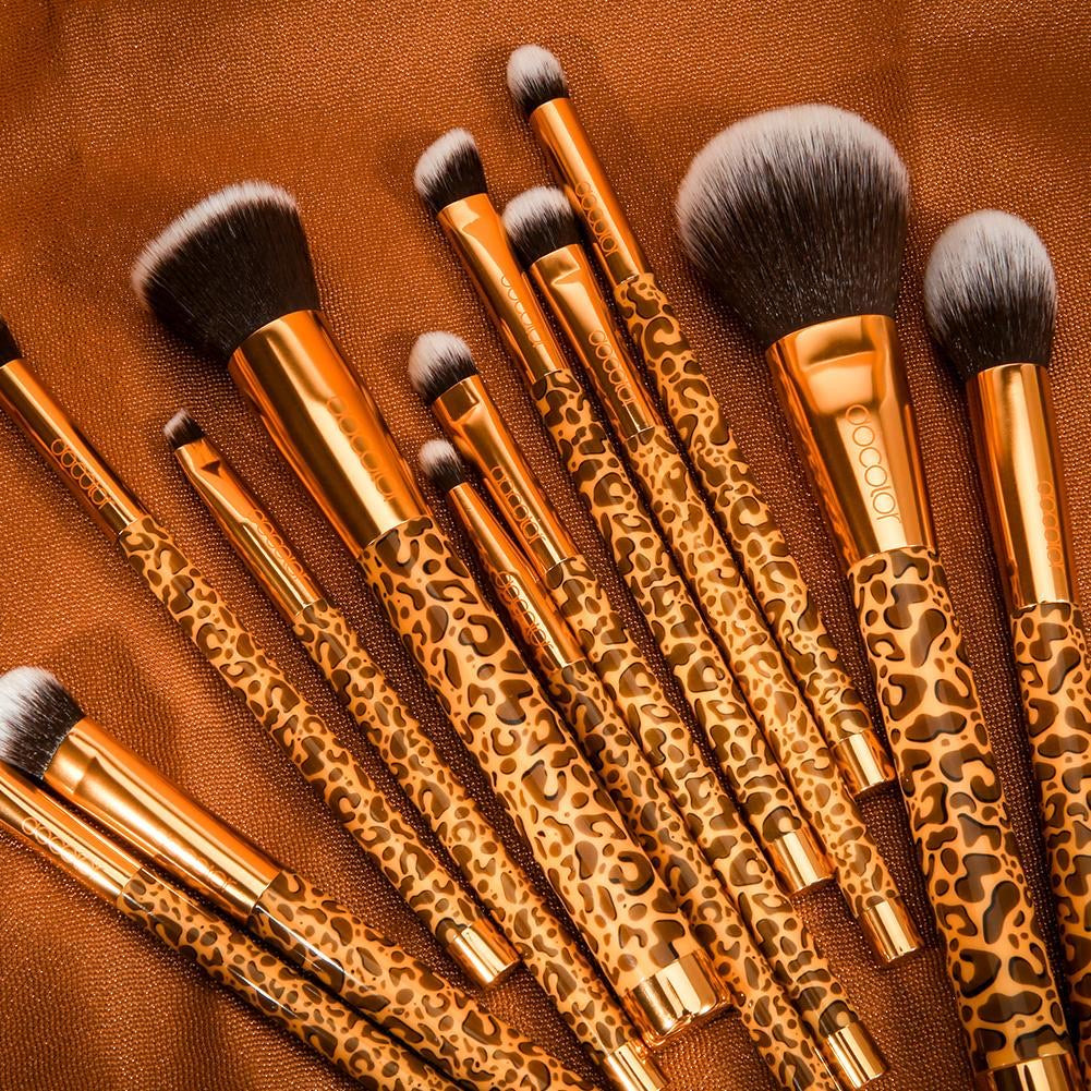 12 Pieces - Leopard Makeup Brush Set