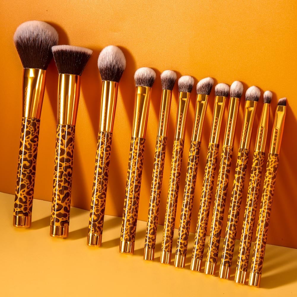 12 Pieces - Leopard Makeup Brush Set