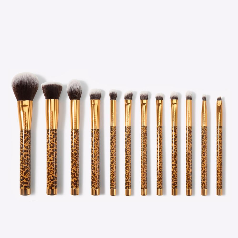 12 Pieces - Leopard Makeup Brush Set