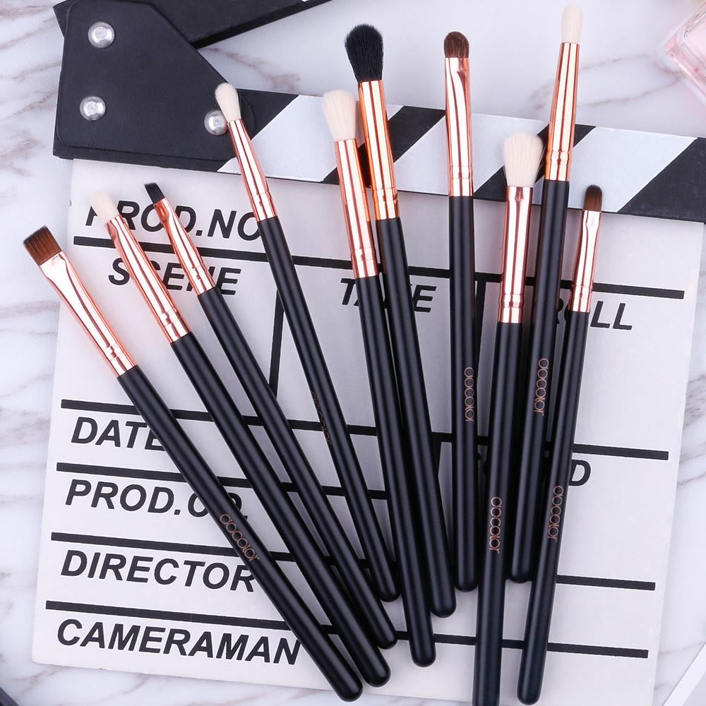 10 Piece Rose Gold Eye Makeup Brush Set